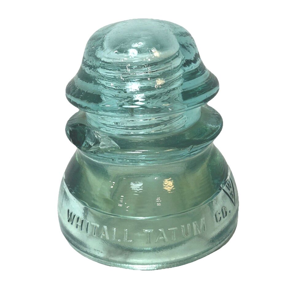 Whitall Tatum Co #1 Aqua Green Blue Glass Insulator Made In USA Vtg Salvage Indu